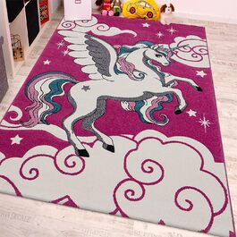 Дитячий килим Paco Home Єдиноріг рожево-бірюзовий 80x150 см