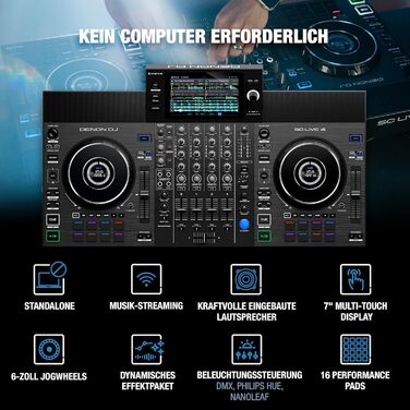 DJ контролер Denon DJ SC LIVE 4: 4 деки, Stem-розділення, Wi-Fi, вбудовані динаміки, сумісність з Serato DJ та Virtual DJ