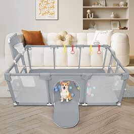 Лягувачка для цуценят з дверцятами, 180x120x66 см. Міцний загін для цуценят та маленьких собак з нейлону, легко миється, для використання в приміщенні та на вулиці.