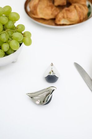 EDZARD Salt & Pepper Shakers Dove (H 6 cm) in Black & Silver - Table Set Pepper & Salt Shakers, Storage - Salt & Pepper Shakers as Decoration, Spice Shakers as Gifts for Festive Occasions