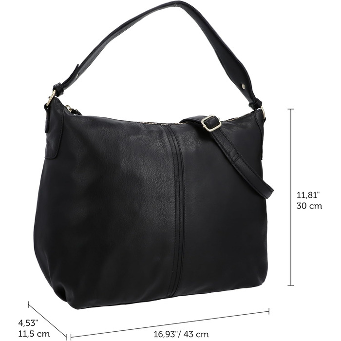 Сумка Gusti Shopper Leder Hannah - жіноча шкіряна сумка-шопер через плече, чорна