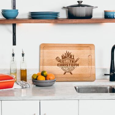 Cutting board with engraving, personalized from high-quality beechwood - grilling accessories, men's gift - Father's Day gift - grilling accessories as gifts for men - gifts for grillers