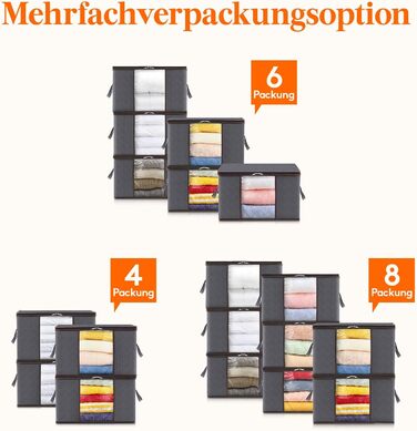 Органайзер для зберігання Lifewit 5L, коробка для під ліжко, сірий, з прозорим вікном, для постільної білизни, одягу, ковдр, футболок, шафи