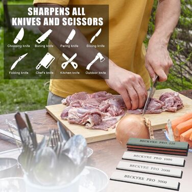 Набір точильних каменів для ножів (6 шт.) з фіксованим кутом, точильний брусок, професійний набір з підставкою для кухні та відпочинку на природі