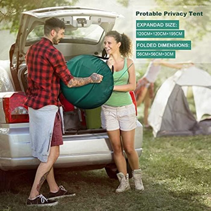 Pop Up Camping Toilet Tent with Shower - Portable Privacy Shelter for Outdoor Use - Green