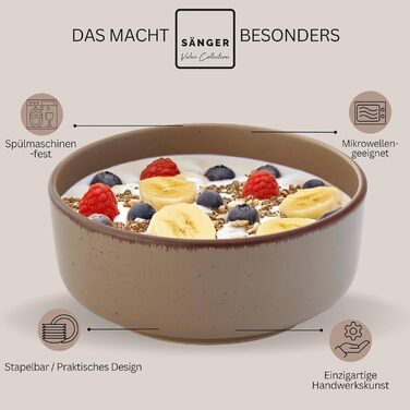 Набір посуду SÄNGER Kombiservice 30 предметів (6 осіб) з кераміки: тарілки, миски, тарілки для пасти, чашки | VALUE COLLECTION (Bombay Oak)