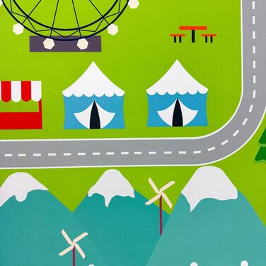 Дитячий килим Teppich-Traum з міською панорамою, сірий, 80x150 см (прямокутний, зелений)