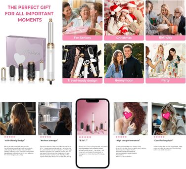 Atopskins Pro Air Styler 6 в 1: Фен-щітка, плойка, стайлер для волосся, сушка, укладка, для всіх типів волосся