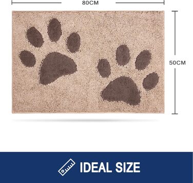 Припоріжний килимок FCSDETAIL 50x80 см, вологопоглинаючий та антиковзаючий килим для входу, підстилка для собак та вологих лап, бежевий, прямокутний