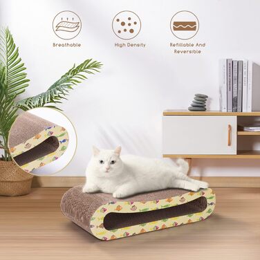 2 x Cat Scratch Board Scratch Cardboard for Cats 2 in 1, Cat Scratcher with Catnip, Recyclable Quality Cardboard Scratch Pad, Scratch Pads Double-Sided Available