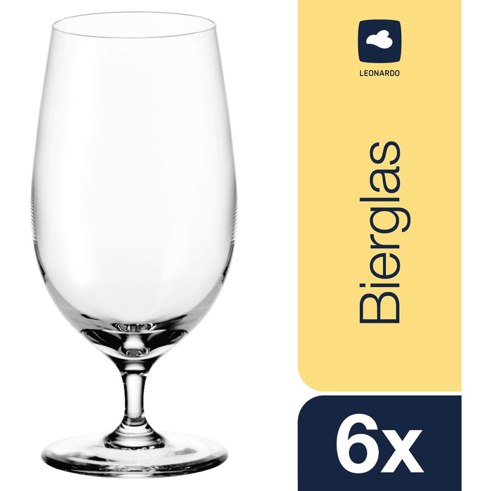 LEONARDO HOME CIAO+ Beer Glasses, Glasses, clear, 6 pieces (1 pack), 6