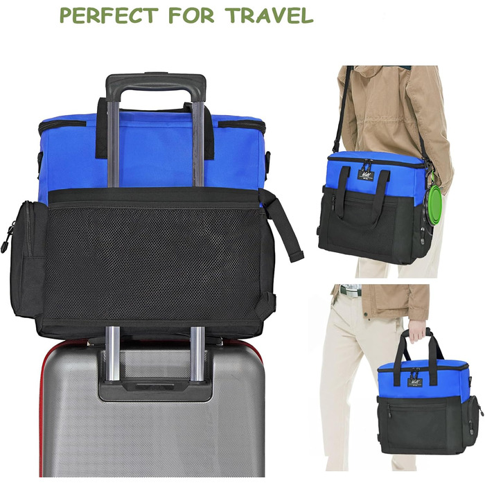 Сумка для собак Wolt: подорожі та аксесуари. З двома складними мисками, 2 контейнерами для корму та підставкою (Блакитна)