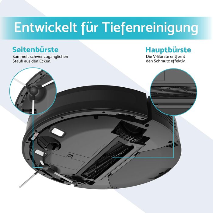 Робот-пилосос Aeco VacuBot з функцією миття підлоги (5000Pa, навігація лазером, до 160хв роботи, пульт, додаток)