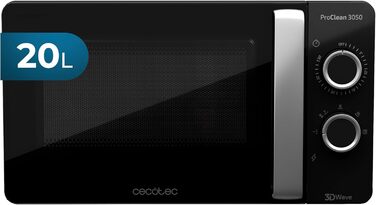 Мікрохвильова піч Cecotec ProClean 3050, 20 л, покриття Ready2Clean, 700 Вт, 6 режимів, таймер 30 хв, функція розморожування, чорно-срібна