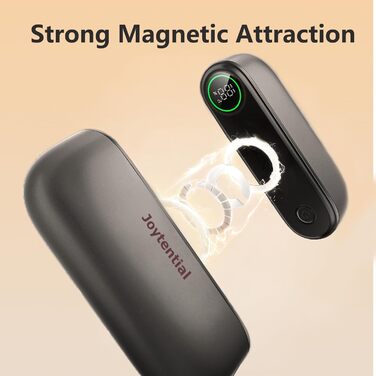 Електричний грієчка для рук та кишеньковий грієчка 10000mAh 2-в-1. Магнітний, 3 режими нагріву. Для активного відпочинку, кемпінгу, подарунок. Металевий сірий.