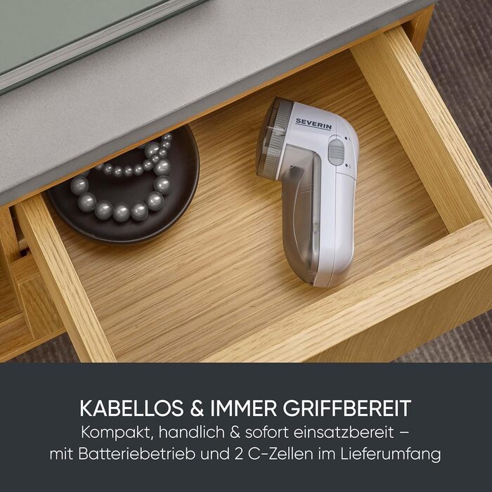 Електричний видалення ворсу SEVERIN CS 7976: портативний, для ворсистих поверхонь, білий-сірий