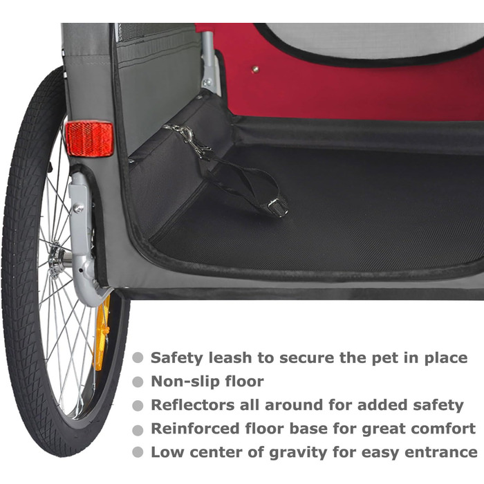 DOGGYHUT® Преміум великий вагон для собак на велосипед, 270 літрів, для середніх та великих собак (ЧЕРВОНИЙ)
