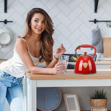 Чайник для плити Teekessel 2.9 л з нержавіючої сталі - червоний, для подорожей