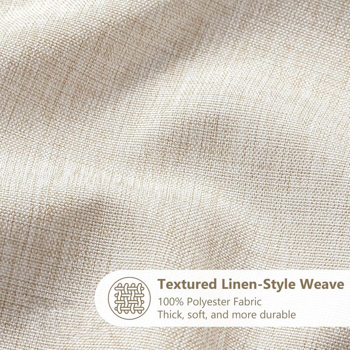 Штора для ванної кімнати льон з металевими кільцями, бежева 182x182 см - Водонепроникний текстильний комплект для ванни