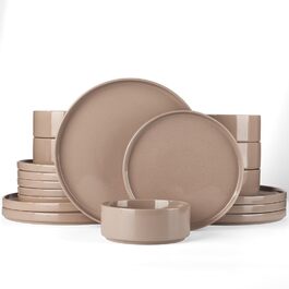 Набір посуду Nebula для 6 осіб, 18 предметів: тарілки та миски, керамічний набір Sprekel, сервіз, безпечний для мікрохвильової печі та посудомийної машини, колір кориця, 18 предметів