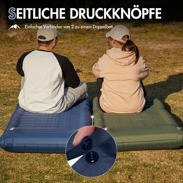 PORTAL Self-Inflating Camping Mat 10cm Thick Air Mattress Utraleicht with Foot Press Pump 18cm Thick Pillow Inflatable Mattress Outdoor Foldable Sleeping Mat 200*74cm for Camping Hiking Travel (Dark Blue)