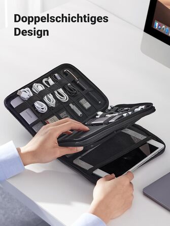 UGREEN Electronic Travel Cable Bag Universal Travel Cable Organizer Electronics Accessories Case 2-Layer Large Electronic Accessories Bag for Cables, Chargers, Power Bank, Tablet (M)