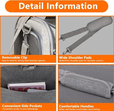 Транспортна сумка для кота/собаки з плечовим ременем, переносний переноска для котів та собак до 7 кг, складна, дихаюча сумка, переноска для середніх та маленьких тварин (сіра, 45x30x30 см)