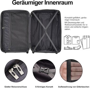 Набір валіз Merax 5 шт. (M-L-XL) з ABS-пластику, TSA-замок, розширювані, з сумкою та косметичкою, Бежевий + Чорний