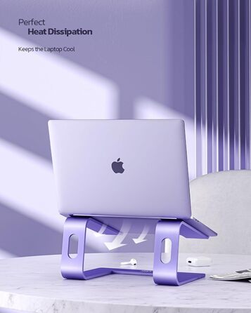 Підставка для ноутбука Nulaxy з алюмінію, ергономічна, з вентиляцією, сумісна з MacBook, Dell, HP, Samsung, Lenovo, 10-16 дюймів, сіра (фіолетова)
