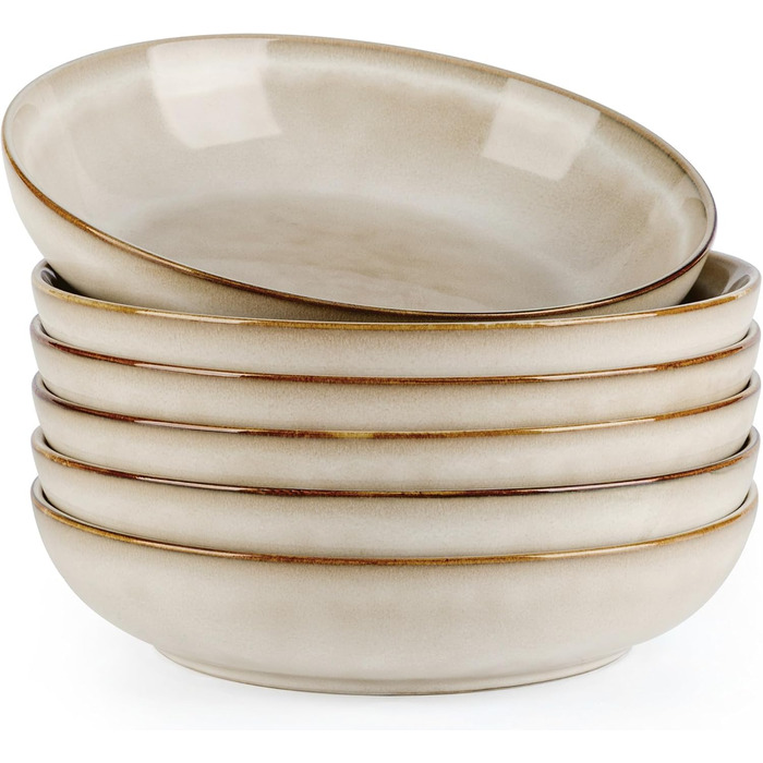 Набір глибоких тарілок GBhome з кераміки (22 см, 6 шт.) - для супу, пасти, кави