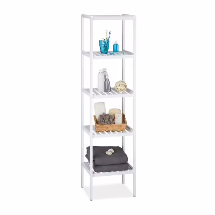 Relaxdays Bamboo Bathroom Shelf, White