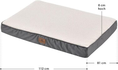 Ортопедичне ліжко для собак Juskys Milow, 76x51 см - м'яке та стабільне, знімний та пральний чохол - подушка для собак, килимок для маленьких собак - сірий (81 x 112 x 8 см, бежевий)