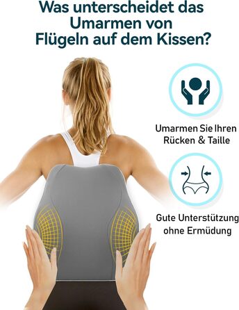 Подушка для спини Travel Ease з Memory Foam для офісного крісла, сірого кольору