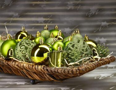 Набір прикрас для ялинки BRUBAKER 101 шт. з верхівкою, кремово-білий, зелений