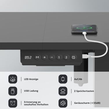 Регульований стіл Homall 140x60 см з USB-роз'ємом, комп'ютерний стіл для дому та офісу, ергономічний, білий. Також доступний розмір 160x70 см, чорний колір