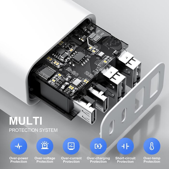 Блок зарядки Romalux 2A2C з 4 портами USB-C та USB-A, 45W, для iPhone, Samsung та інших пристроїв