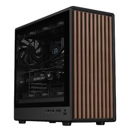 Ігровий корпус Itek Woody W2B ATX Tower, 4 вентилятори 140мм, USB 3.0, Type-C, дерев'яна передня панель, загартоване скло, чорний