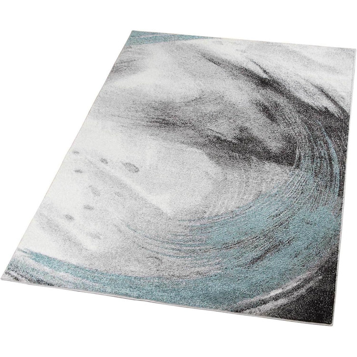 Килим Kurzflor з коротким ворсом для вітальні, спальні та дитячої кімнати. Сучасний дизайнерський килим TC-Fashion 6114 в клітинку сірого кольору (Circle Blau, 160x220 см)