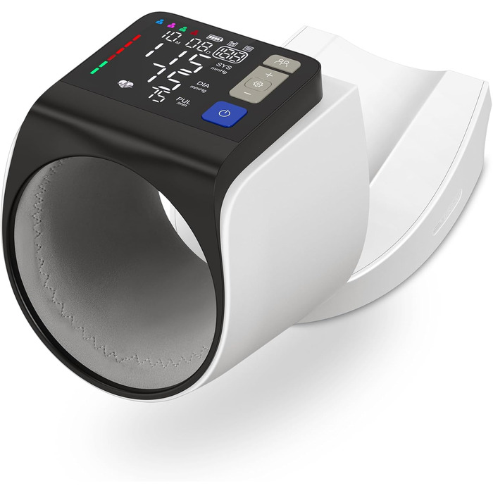 Тонометр на плече Arboleaf з великим LED-дисплеєм, вимірювання пульсу та частоти серцевих скорочень, 4x199 місця пам'яті, зарядка USB-C або AA-батареї, для домашнього використання, білий, компактний