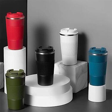 Термокружка-термоізольована чашка з нержавіючої сталі, туристична термокружка, вакуумна, не протікає, з кришкою, для автомобіля, з подвійними стінками, для води, чаю, кави, 380мл (Червоний, 510 мл)