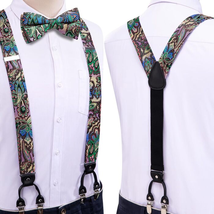 Чоловіча краватка Dubulle з квітковим візерунком Paisley, шовкова краватка для чоловіків, смугаста, комплект краватки та нагрудного хустинки для весілля, бізнесу (A Multi Green)