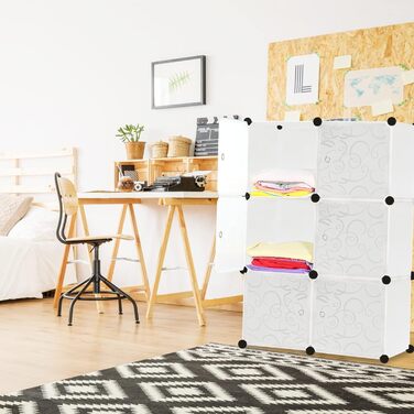 Wardrobe, Plastic Wardrobe, DIY Cube Wardrobe 20 Cubes, Shelving System Bedroom Wardrobe – Black, (70 x 35 x 157 cm)