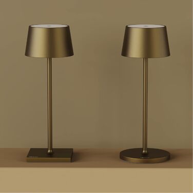 Стильна LED-лампа Stilosa на акумуляторі, бездротова, диммувана, з сенсорним керуванням, USB-C, для дому та на вулицю, квадратний цоколь, темно-золотий (30 см)