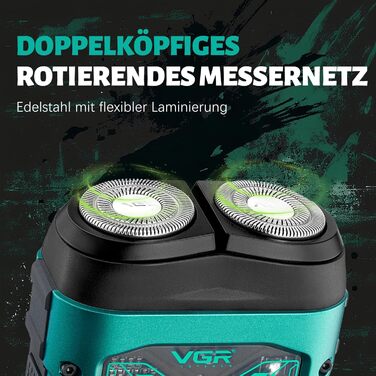 Електричний чоловічий бритва VGR 344 Mini - компактний, водонепроникний, з USB зарядкою, зелений