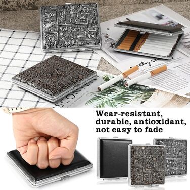 Чохол для сигарет зі шкіри та металу на 20 сигарет, нержавіюча сталь, 10 x 10 x 2 см