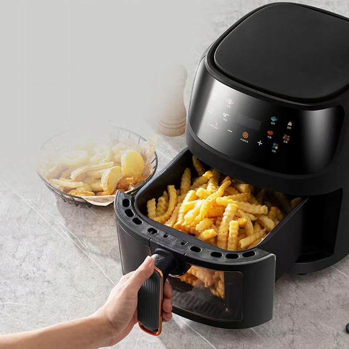Аерофритюрниця 2400 Вт, 8 л, 8 програм, LED-сенсорний екран, чорна