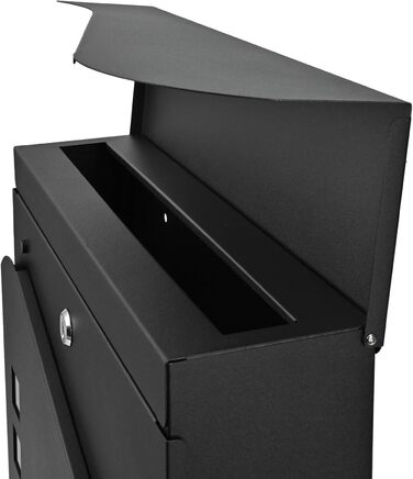 Поштовий ящик Verda з газетницею, нержавіюча сталь, антрацит, 37x37x11 см, вікно, тримач для газет, табличка для імені, сучасний, погодостійкий, 2 ключі