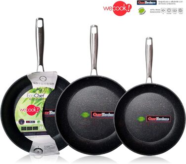 Набір сковорідок WECOOK EcoChef Titan, 3 шт. (20/24/28 см), кований алюміній, індукція, 5-шарове антипригарне покриття без PFOA, для всіх типів плит, посудомийна машина