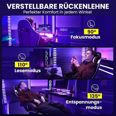 Геймерське крісло Gaming Stuhl з підставкою для ніг, регульованою спинкою та підтримкою попереку - до 200 кг (Чорне)