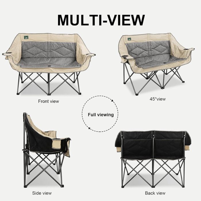 Розкладний диванчик для кемпінгу Northroad на 2 особи, портативний, з підстаканниками та тримачем для келихів, бежевий